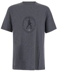Brunello Cucinelli - T-Shirt With Printed Logo On The Front - Lyst