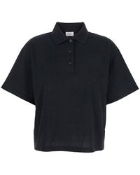 Saint Laurent - Oversize Polo Shirt With Classic Collar And Tonal Logo Embroidery On The Front - Lyst