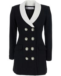 Self-Portrait - Jacket With Contrasting V-Neck And Jewel Buttons I - Lyst