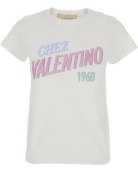 Valentino - Crew Neck T-Shirt With Maxi Logo Lettering On The Fron - Lyst