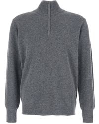 Roberto Collina - Ribbed Knit Sweater With High Neck And Half Zip C - Lyst