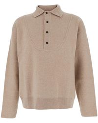 Jacquemus - Sweater With Polo Collar And Ribbed Details - Lyst