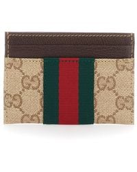 Gucci - Card Holder With Web Stripe And All-Over Gg Motif - Lyst