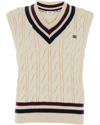 Celine - Top Smanicato Con Scollo A V E Ricamo Triomphe Sul Fronte - Lyst