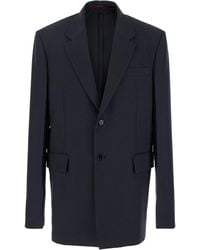 Gucci - Dark Jacket With Chest Pocket And Embossed Logo - Lyst