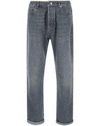 Brunello Cucinelli - Jeans With Logo Embroidery On The Front And Lo - Lyst