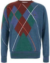 Vivienne Westwood - Crewneck Sweater With Argyle Motif Logo On The Front - Lyst