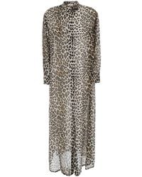 Jucca - Long Dress With All-Over Leopard Print - Lyst