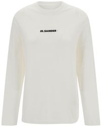 Jil Sander - Long Sleeve T-Shirt With Contrasting Logo Print - Lyst