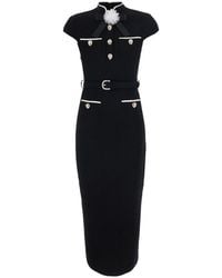 Self-Portrait - Midi Dress Wool Crepe - Lyst