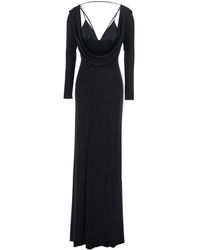 Elisabetta Franchi - Long Dress With V-Neck And Drape Details - Lyst