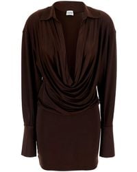 ANDAMANE - 'Lilia' Mini Dress With Deep V-Neck And Open Collar - Lyst