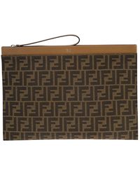 Fendi - 'Large Ff' Flat Pouch With Jacquard Motif - Lyst