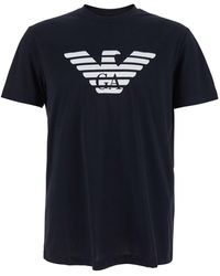 Emporio Armani - Crewneck T-Shirt With Logo Embroidery On The Front - Lyst