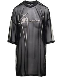 Rick Owens - 'tommy T' Oversize T-shirt With Pentagram Embroidery At The Front In Micromesh - Lyst