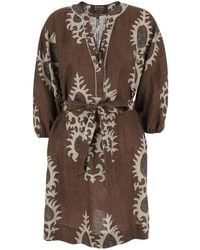Bazar Deluxe - Short Dress With V-Neck And All-Over Floral Print I - Lyst