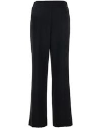 Plain - Pants With Elastic Rear Waist And Wide Leg - Lyst