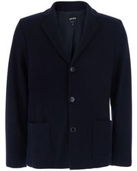 Giorgio Armani - Wool Knit V-Neck Jacket Virgin Blazers - Lyst