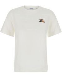 Burberry - T-Shirt With Ekd Logo Embroidered On The Front - Lyst