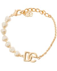 Dolce & Gabbana Dg logo pearl bracelet - Metallizzato