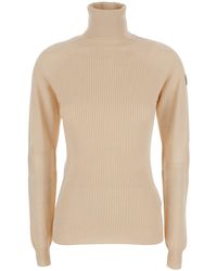 Moncler - Turtleneck Sweater With Logo Patch On The Sleev - Lyst