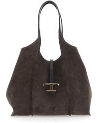 Tod's - Shoulder Bag With Two Top Handles And T Plaque On The Fron - Lyst