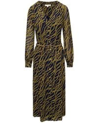 MICHAEL Michael Kors - And Gold-tone Midi Shirt Dess With Chain Print All-over In Polyester Woman - Lyst