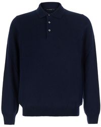 Tagliatore - Tech Fabric Polo Collar With Long Sleeves And Button C - Lyst