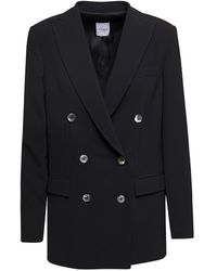 Plain - Double-Breasted Jacket With Peaked Revers And Tonal Button - Lyst