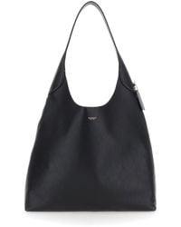 COACH - 'brooklyn Large' Black Shoulder Bag With Logo Lettering On The Front In Leather Woman - Lyst