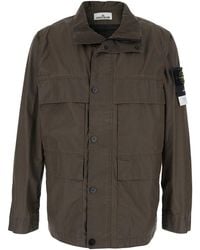 Stone Island - Field Jacket With Pigmented Wax Coating - Lyst