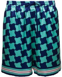 Casablancabrand - E Shorts With Drawstring And Graphic Print In Silk Man - Lyst