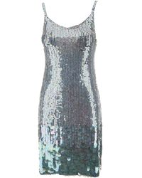 P.A.R.O.S.H. - Mini Grey Dress With All-over Multicolor Sequins In Stretch Polyamide Woman - Lyst