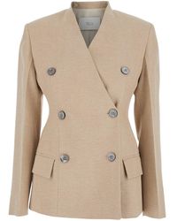 Tela - Double-Breasted Jacket With V-Neck - Lyst