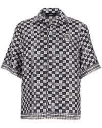 Amiri - Silk Shirt With All-Over Check Motif And Logo Lettering On The Back - Lyst
