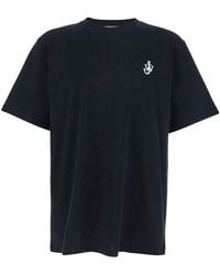 JW Anderson - Crewneck T-Shirt With Anchor Embroidery On The Front - Lyst