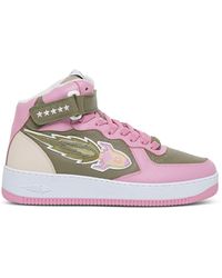 ENTERPRISE JAPAN Rocket High Sneakers In And Khaki Leather - Pink