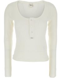 Chloé - Chloã Long-Sleeve T-Shirt With Logo Patch On The Front And Ribbed Knit - Lyst