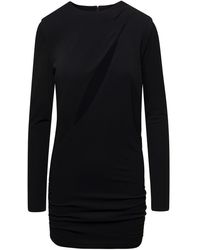 Versace - Mini Abito Con Cut-Out Maniche Lunghe - Lyst