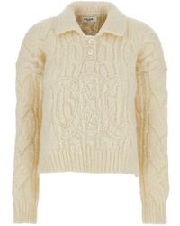 Celine - Sweater With Classic Collar And Triomphe Logo Embroidered - Lyst