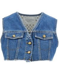 Philosophy Di Lorenzo Serafini - Light Cropped Vest With Buttons In - Lyst