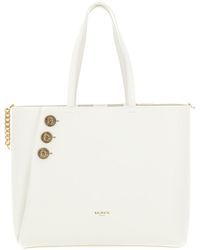 Balmain - 'Emblème' Tote Bag With Coin Buttons And Logo Print - Lyst
