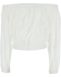 Jucca - Crop Top With Off Shoulder And Crumpled Design - Lyst
