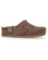UGG - Otzo Leather Hair Clog Mule With Soft Fur And Rubber Sole - Lyst