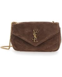 Saint Laurent - 'Loulou' Mini Crossbody Bag With Chain-Link Shoulder Strap And Cassandre Plaque Onthe Front - Lyst