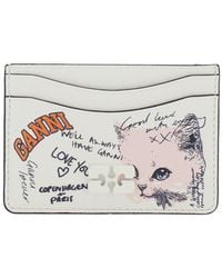 Ganni - Card Holder With Graphic Print On The Front - Lyst