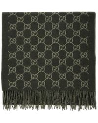 Gucci - Scarf With Fringed Hem And Gg Motif Jacquard - Lyst
