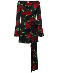 Magda Butrym - Off-the-shoulder Appliquéd Floral-print Stretch-crepe Mini Dress - Lyst