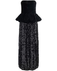ROTATE BIRGER CHRISTENSEN - Sequin Maxi Peplum Dress With V-Neck And Long Sleeves - Lyst
