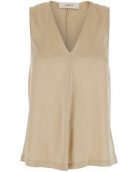 Jucca - Sleeveless Silk Top With V-Neck - Lyst